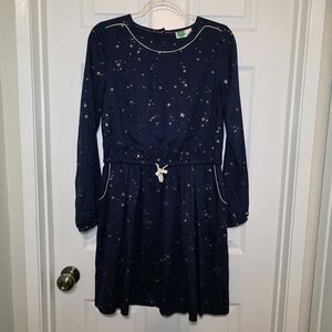 Johnnie B Boden Girls Dress Blue Stars Long Sleeve Size 15-16Y
